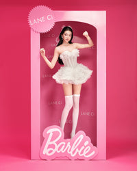 LANE CI Karen White Boned Tube Puff Dress
