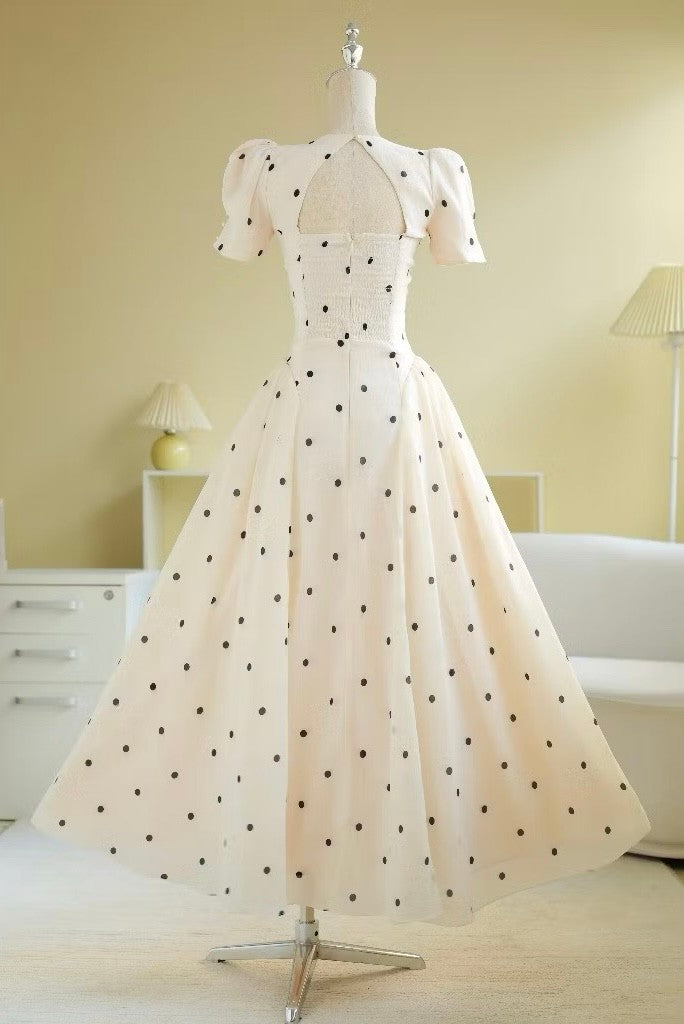 SoVintage Claudi Polka Dot French Square-Neck Dress