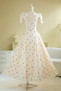 SoVintage Claudi Polka Dot French Square-Neck Dress