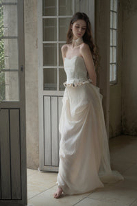 CROWCREW White Mist Fishbone Strapless Dress