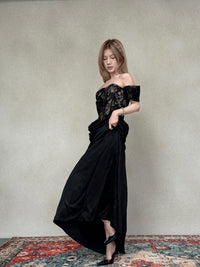 CROWCREW Obsidian Fishbone Strapless Dress