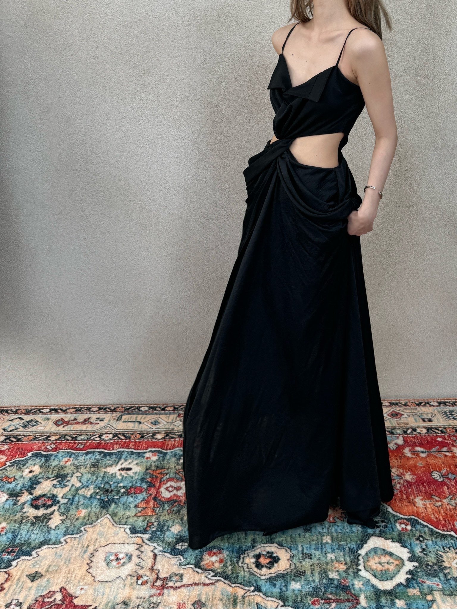 CROWCREW Ancient Greek Opulent Cross-Back Maxi Dress