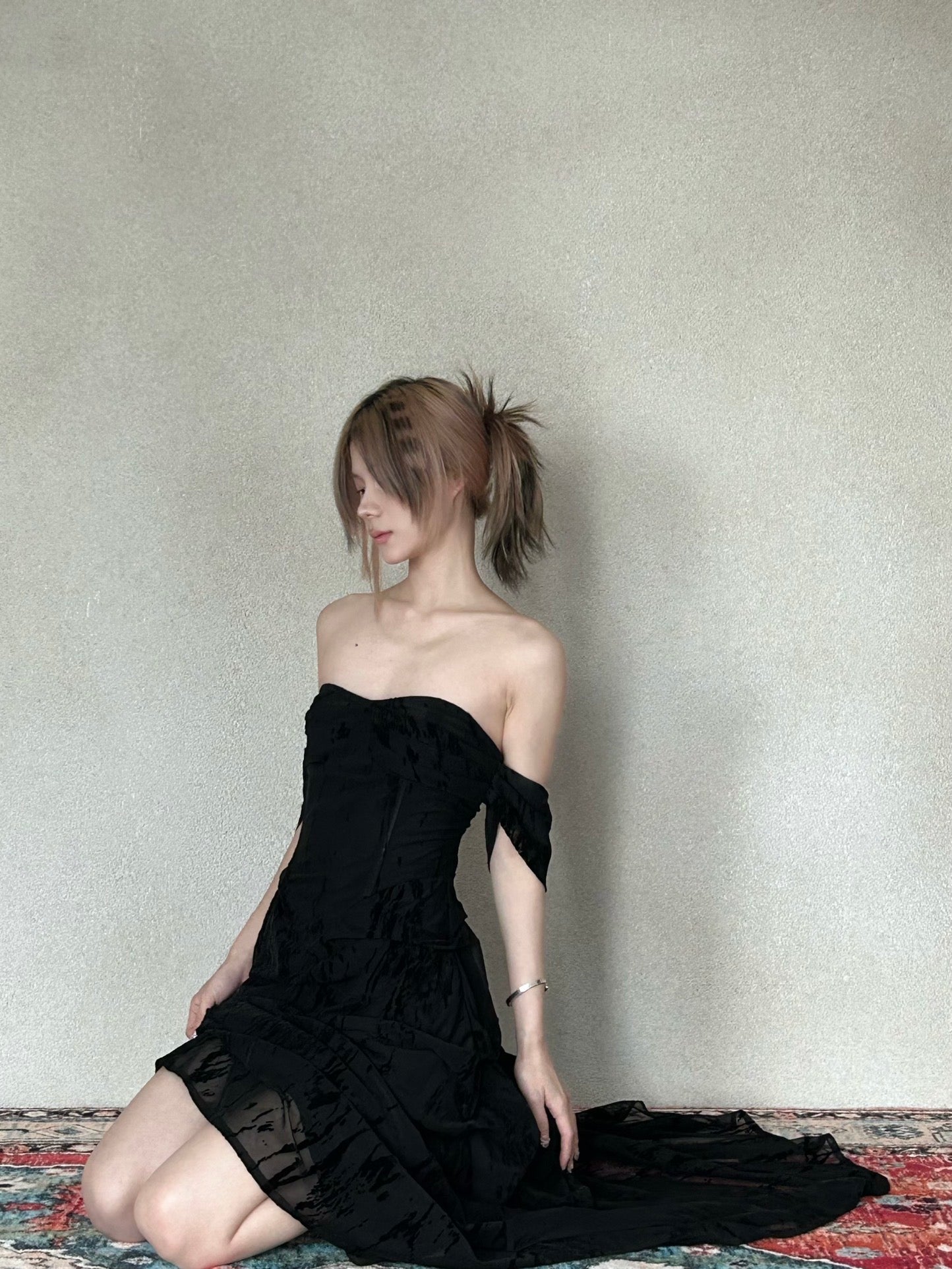 CROWCREW Nightfall Gathered Slim-Fit Dress