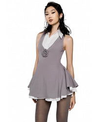 LSOUL Moore Gray Shirt Dress Two-Piece Set