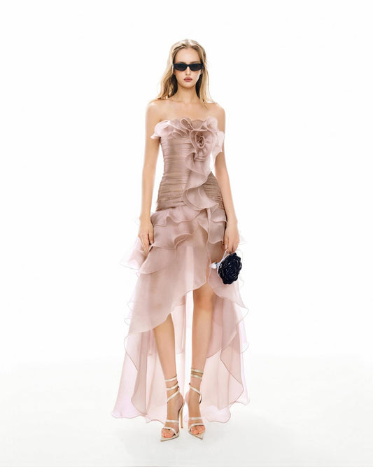 MUST HAVE Resort Lilac Rolled-Edge Strapless Dress