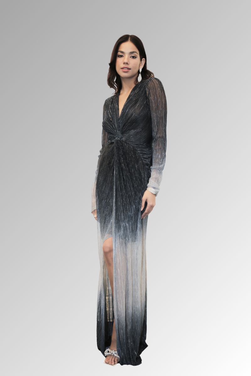 Luna Metallic Ruched Maxi Dress