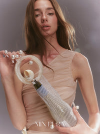 MIN PURA 斜肩连衣裙拼接收腰显瘦包臀裙