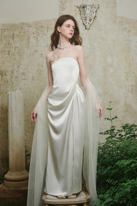 CROWCREW White Oriole Morning Mist Strapless Maxi Dress