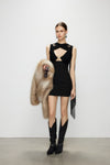 Artel Retro Sheer Black Ribbon V-Neck Fitted Dress