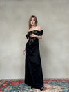 CROWCREW Obsidian Fishbone Strapless Dress