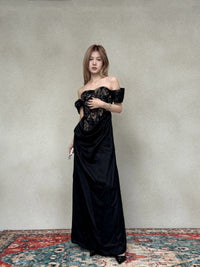 CROWCREW Obsidian Fishbone Strapless Dress