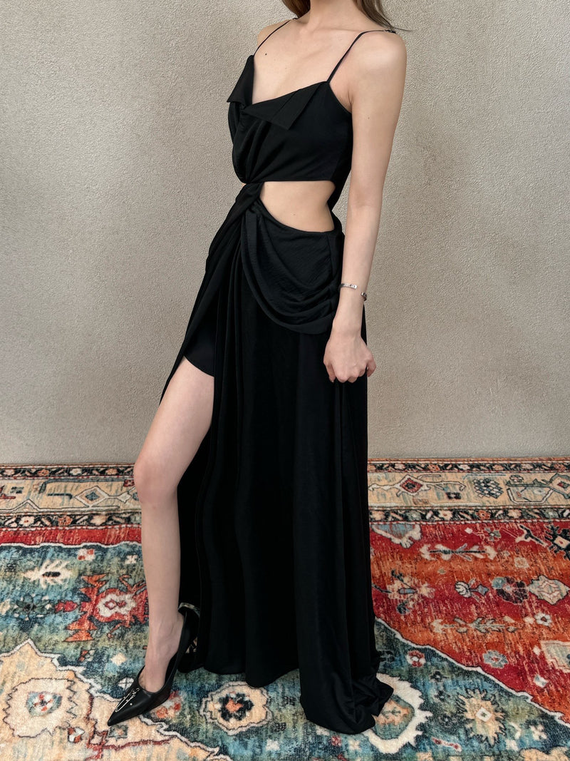 CROWCREW Ancient Greek Opulent Cross-Back Maxi Dress