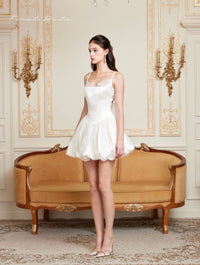 First Date White Spaghetti Strap Bubble Dress