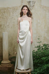 CROWCREW White Oriole Morning Mist Strapless Maxi Dress
