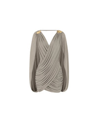 MOLLYNISTA Draped Cape Dress (grey)