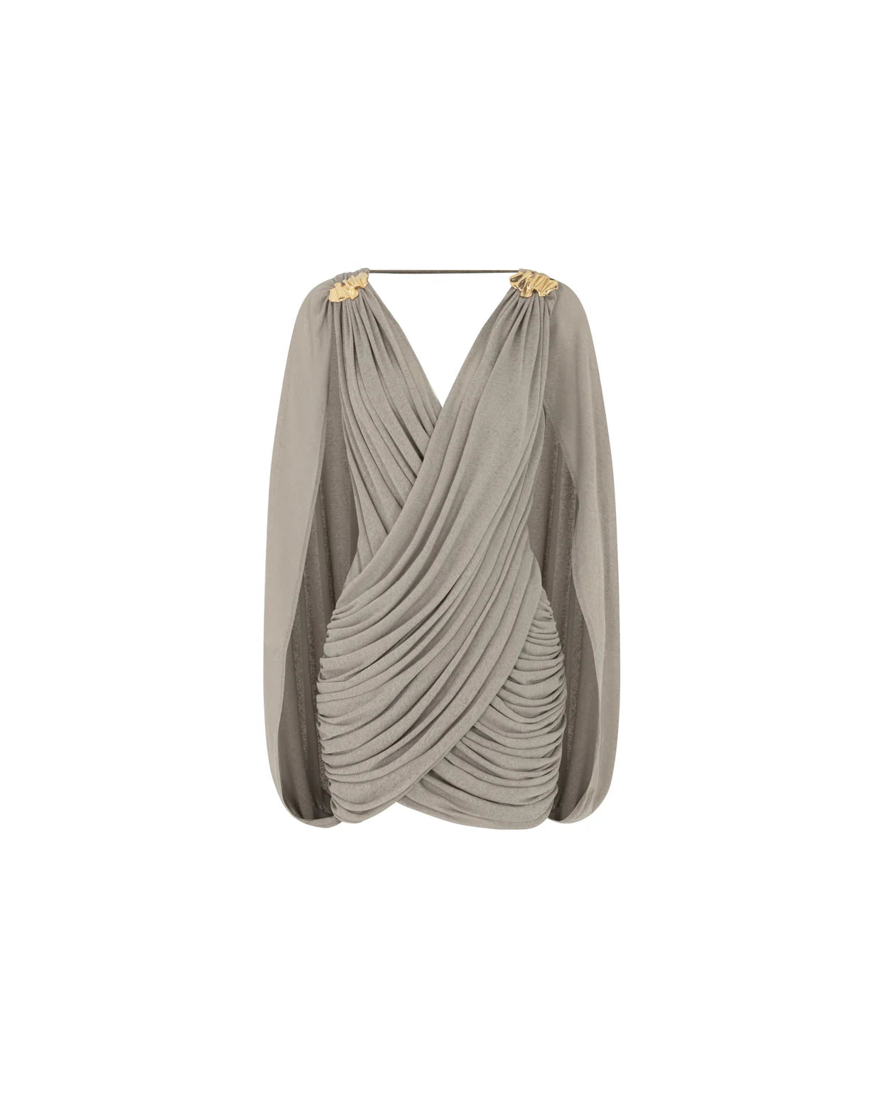 MOLLYNISTA Draped Cape Dress (grey)