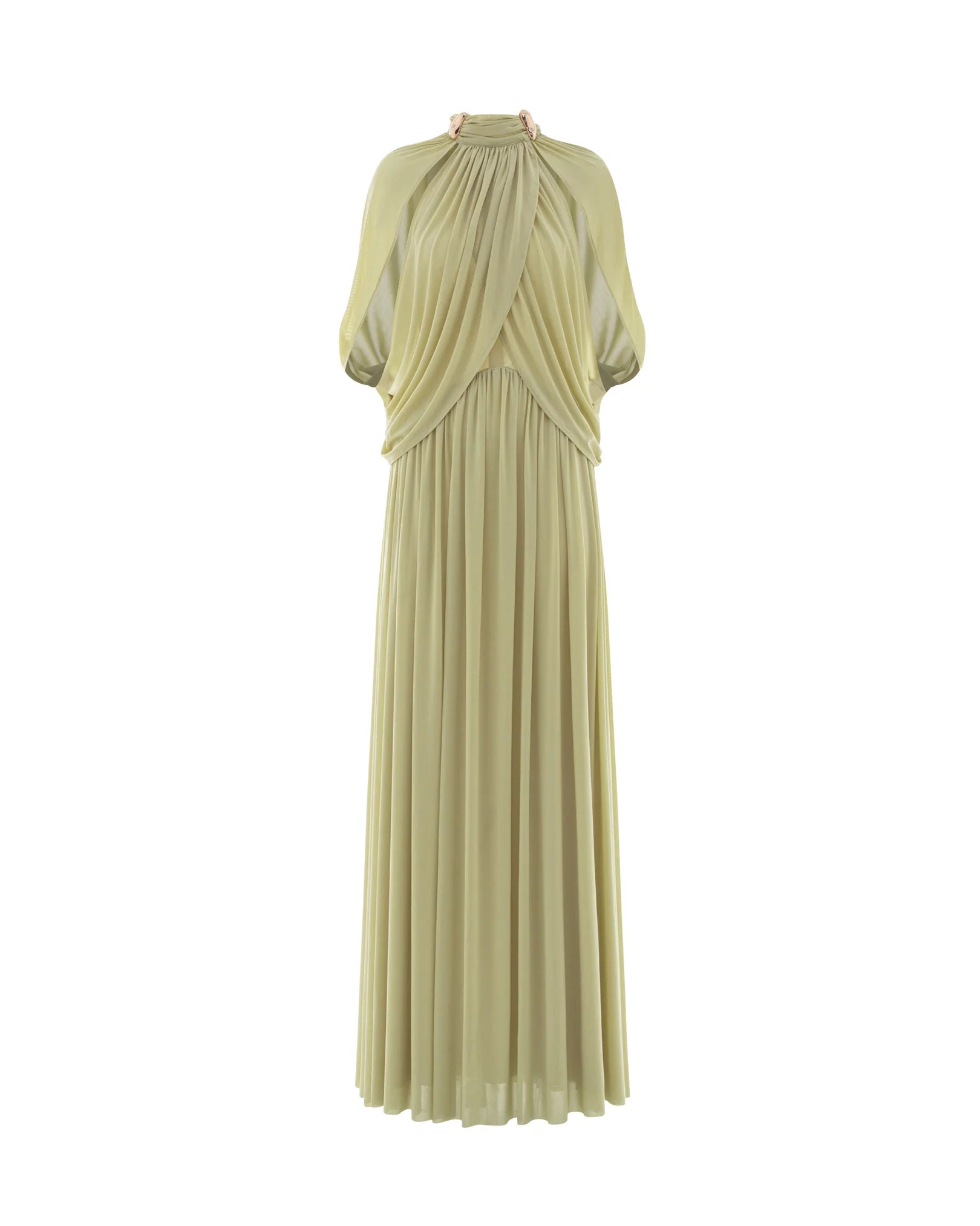 MOLLYNISTA Mesh Knit Cape Dress (Pomelo Olive)