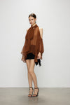 Artel Retro Caramel Light Off-Shoulder Ribbon Top