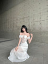 CROWCREW White Mist Fishbone Double-Layer Dress