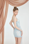 Sheer Luck Rhea Sheath Top Flutter Mesh Mini Skirt Set