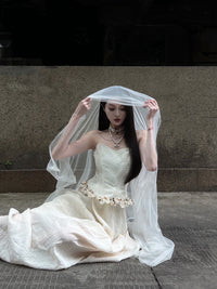 CROWCREW White Mist Fishbone Strapless Dress