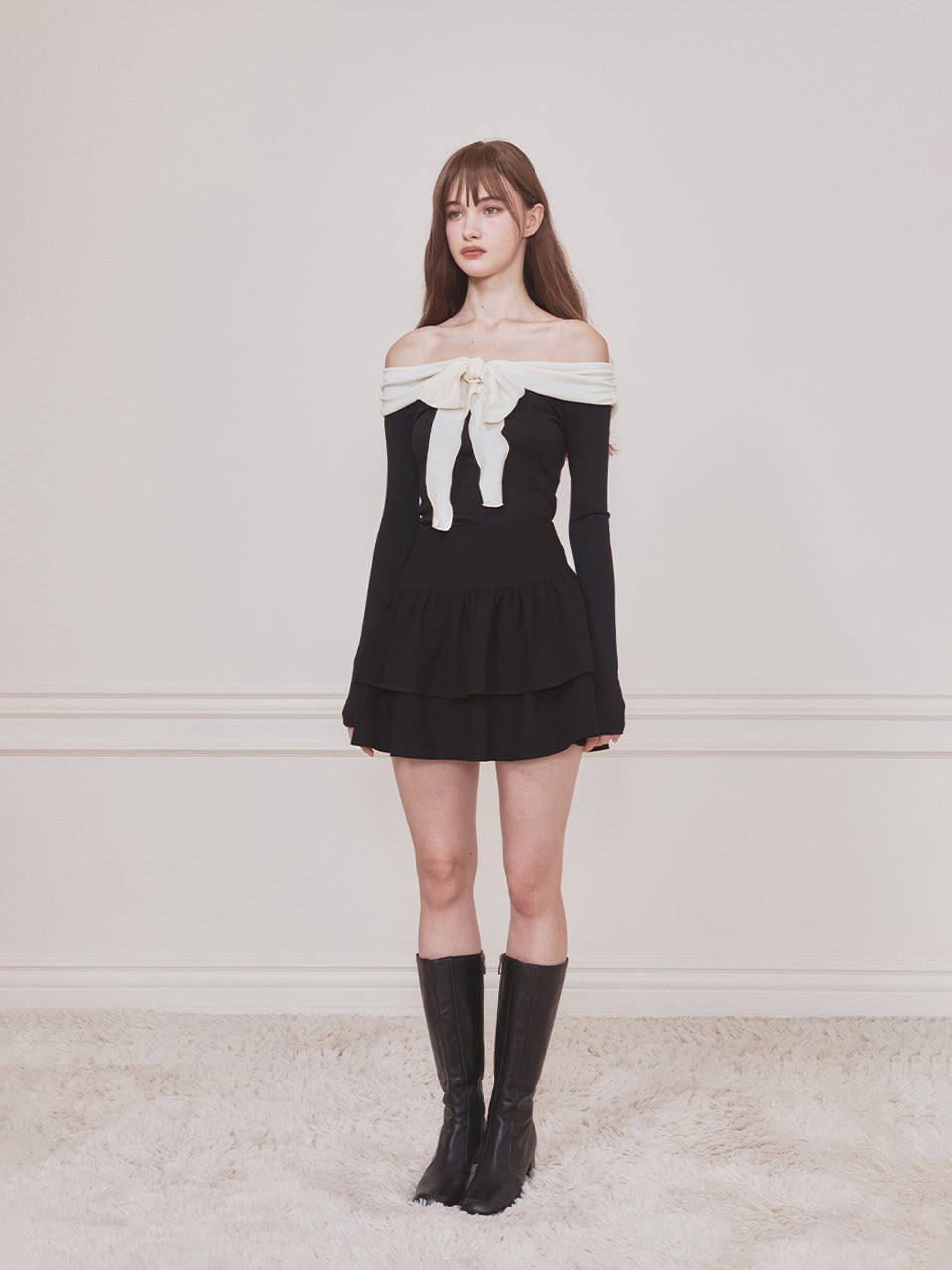 Not Your Rose Blair Off-Shoulder Bow Long-Sleeve Top