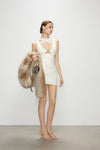 Artel Retro Sheer White Ribbon V-Neck Fitted Dress