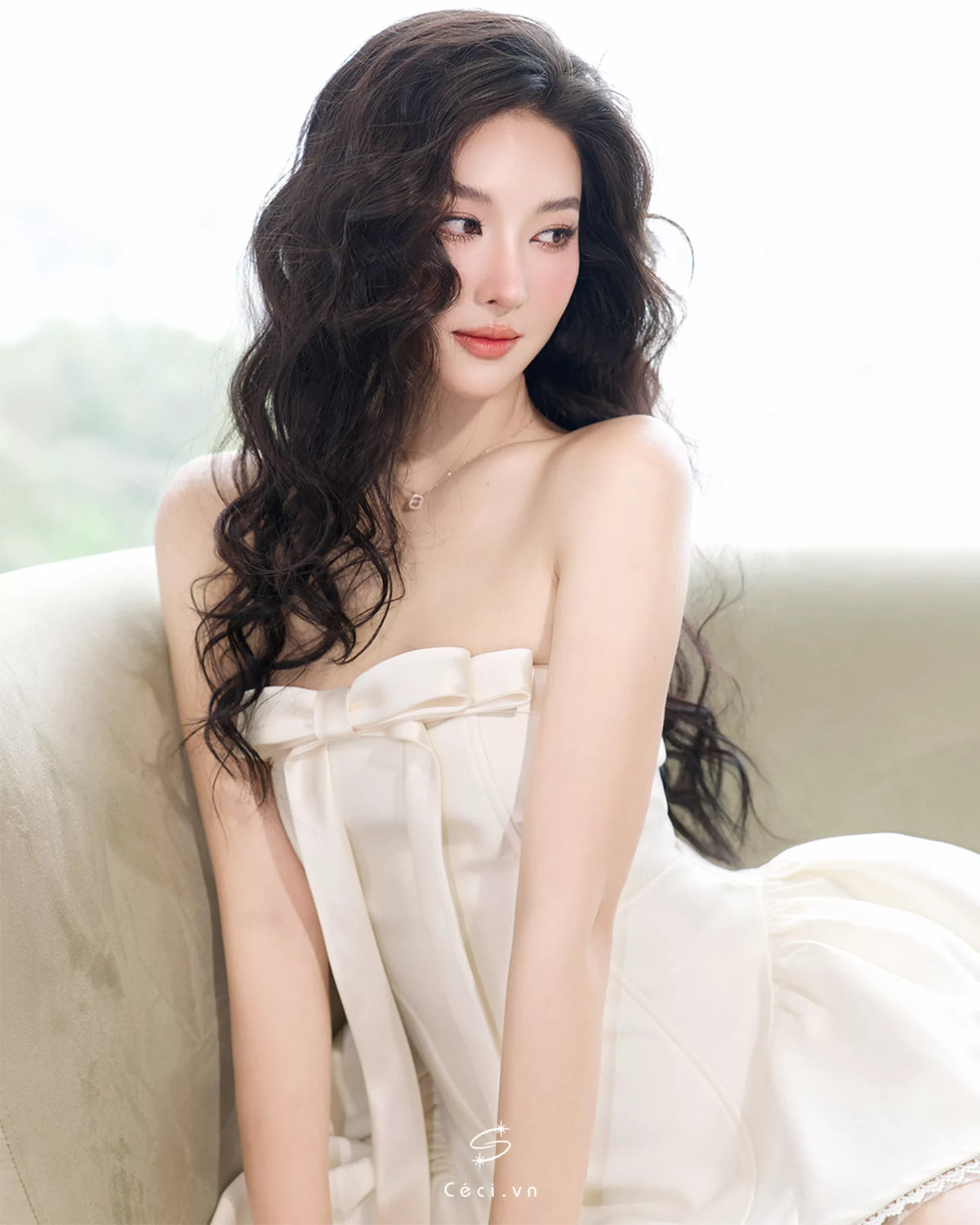 CECI ALISSA DRESS PEARL WHITE
