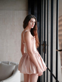Sheer Luck Amari Fishbone Corset Bud Dress (Pink)
