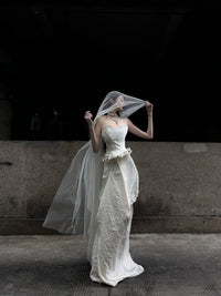 CROWCREW White Mist Fishbone Strapless Dress