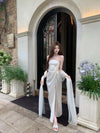 CROWCREW White Oriole Morning Mist Strapless Maxi Dress