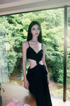CROWCREW Ancient Greek Opulent Cross-Back Maxi Dress