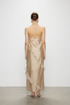 Artel Retro Wave Kiss Light Brown Ruffled High-Slit Dress