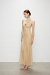 Artel Retro Halter Beige Mesh Midi Dress