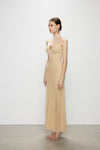 Artel Retro Halter Beige Mesh Midi Dress