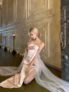 CROWCREW Pink Oriole Morning Mist Strapless Dress