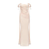 Sheer Luck Marlee Beaded Floral Wrap Hip Fishtail Dress (Light Pink)