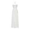 Sheer Luck Tasman V-Neck Cutout Waisted Neck Midi Dress (White)