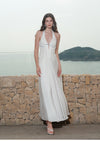 Sheer Luck Tasman V-Neck Cutout Waisted Neck Midi Dress (White)
