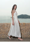 Sheer Luck Tasman V-Neck Cutout Waisted Neck Midi Dress (White)