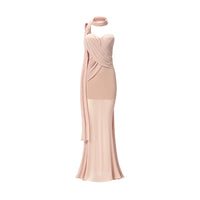 Sheer Luck Kira Mesh Flutter Ruffle Ruffle Maxi Dress Dress (Light Pink)