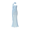 Sheer Luck Kira Mesh Flutter Ruffle Ruffle Maxi Dress Dress (Blue)