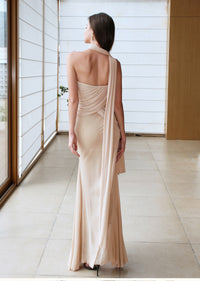 Sheer Luck Kira Mesh Flutter Ruffle Ruffle Maxi Dress Dress (Light Pink)