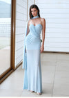 Sheer Luck Kira Mesh Flutter Ruffle Ruffle Maxi Dress Dress (Blue)