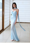 Sheer Luck Kira Mesh Flutter Ruffle Ruffle Maxi Dress Dress (Blue)