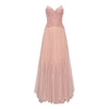 Sheer Luck Wavy Lace Corset Sheath Hem Mesh Dress (Rose Pink)