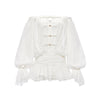 Sheer Luck See Off-Shoulder Bubble Puffy Panty Mini Dress (White)