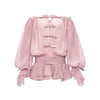 Sheer Luck See Off-Shoulder Bubble Puffy Panty Mini Dress (Pink)