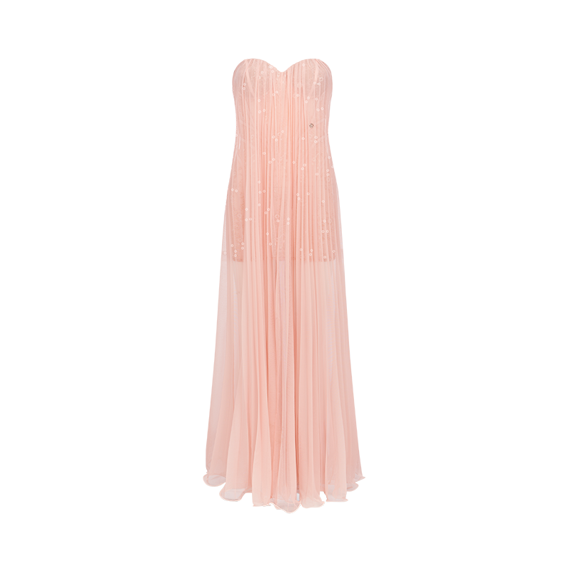 Sheer Luck Thea Sheath Mesh Backless Maxi Dress (Light Pink)