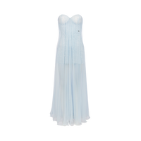 Sheer Luck Thea Sheath Mesh Backless Maxi Dress (Blue)
